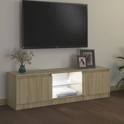 Meuble TV Avec Lumières LED Chêne Sonoma 120x30x35,5 Cm