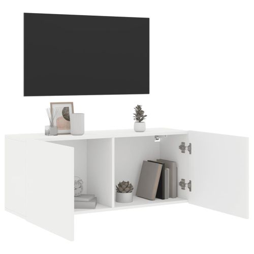Meuble TV Mural Blanc 100x30x41 Cm