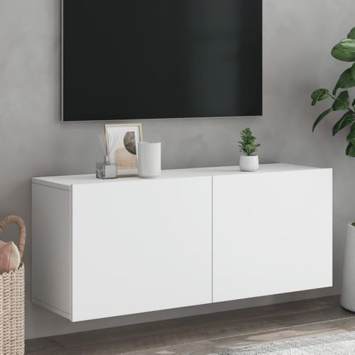 Meuble TV Mural Blanc 100x30x41 Cm