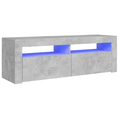 Meuble TV Avec Lumières LED Gris Béton 120x35x40 Cm