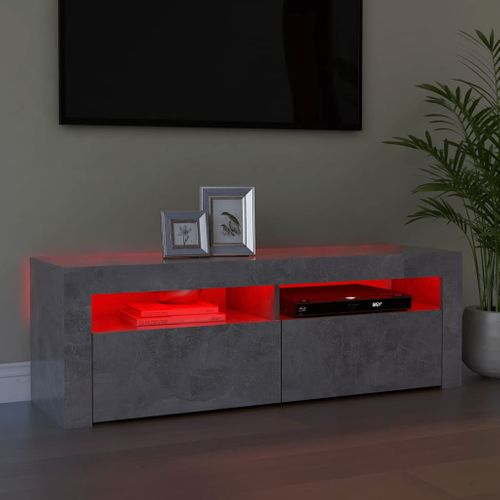 Meuble TV Avec Lumières LED Gris Béton 120x35x40 Cm