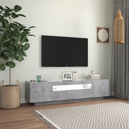 Meuble TV Avec Lumières LED Gris Béton 160x35x40 Cm