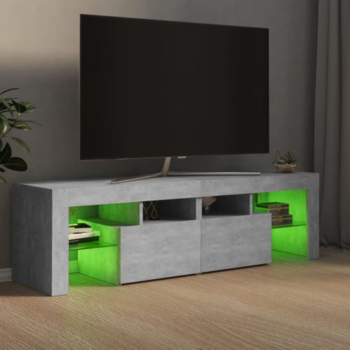 Meuble TV Avec Lumières LED Gris Béton 140x36,5x40 Cm