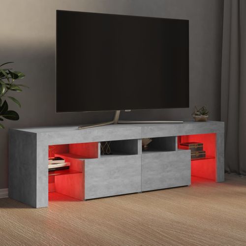 Meuble TV Avec Lumières LED Gris Béton 140x36,5x40 Cm