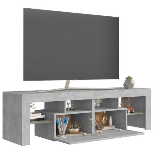 Meuble TV Avec Lumières LED Gris Béton 140x36,5x40 Cm