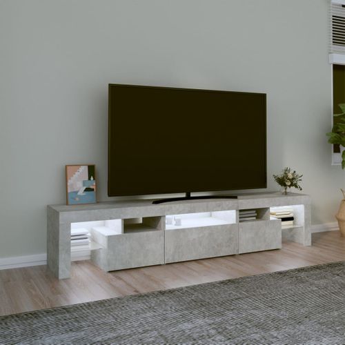 Meuble TV Avec Lumières LED Gris Béton 200x36,5x40 Cm
