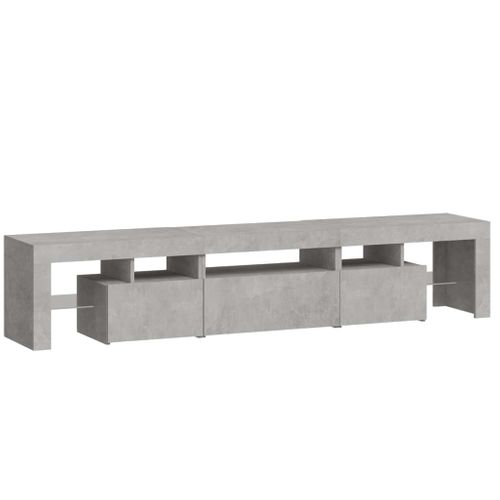 Meuble TV Avec Lumières LED Gris Béton 200x36,5x40 Cm