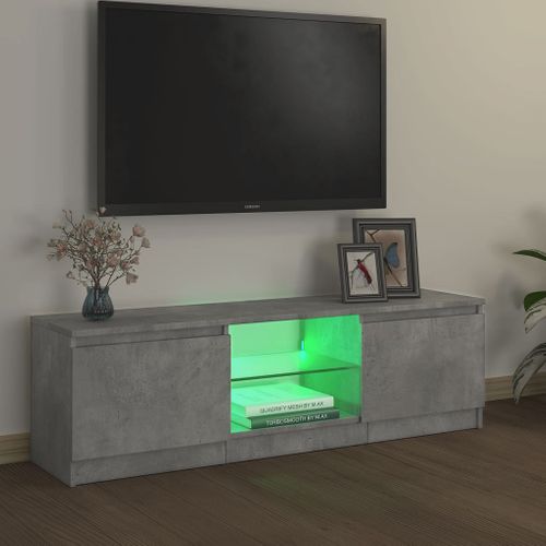 Meuble TV Avec Lumières LED Gris Béton 120x30x35,5 Cm