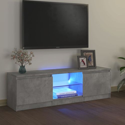 Meuble TV Avec Lumières LED Gris Béton 120x30x35,5 Cm