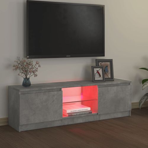 Meuble TV Avec Lumières LED Gris Béton 120x30x35,5 Cm