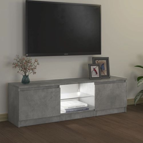 Meuble TV Avec Lumières LED Gris Béton 120x30x35,5 Cm