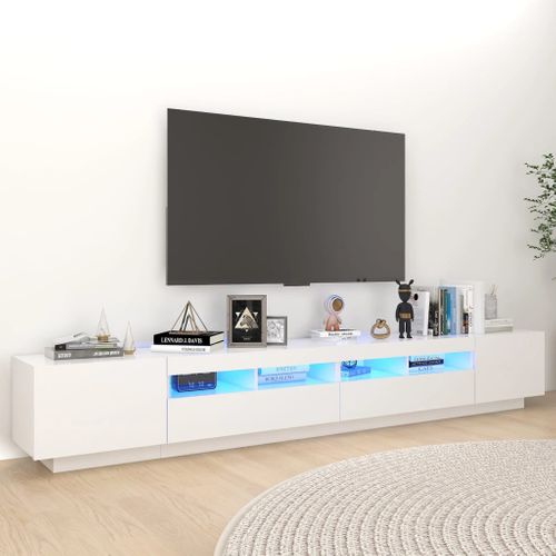 Meuble TV Avec Lumières LED Blanc 260x35x40 Cm
