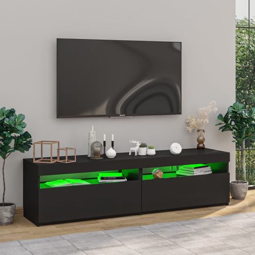 Meubles TV 2 Pièces Avec Lumières LED Noir 75x35x40 Cm