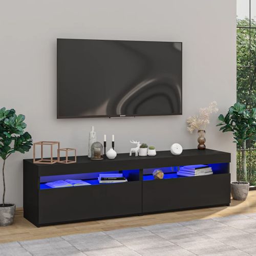 Meubles TV 2 Pièces Avec Lumières LED Noir 75x35x40 Cm