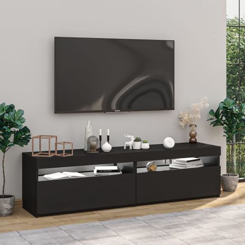 Meubles TV 2 Pièces Avec Lumières LED Noir 75x35x40 Cm