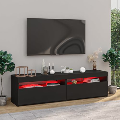 Meubles TV 2 Pièces Avec Lumières LED Noir 75x35x40 Cm
