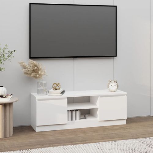 Meuble TV Avec Porte Blanc 102x30x36 Cm