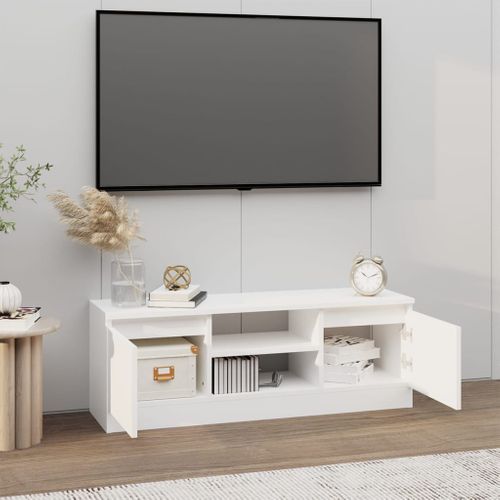 Meuble TV Avec Porte Blanc 102x30x36 Cm