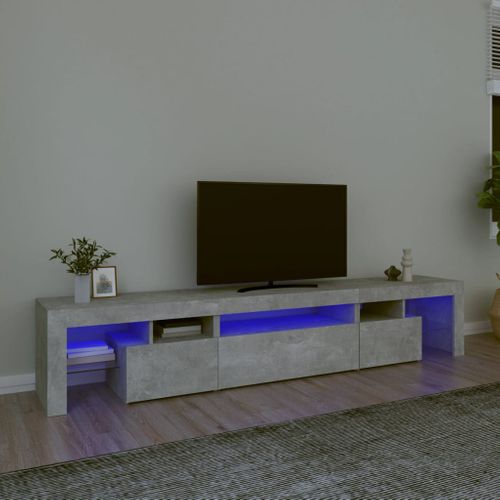 Meuble TV Avec Lumières LED Gris Béton 215x36,5x40 Cm