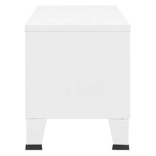 Meuble TV Industriel Blanc 105x35x42 Cm Métal