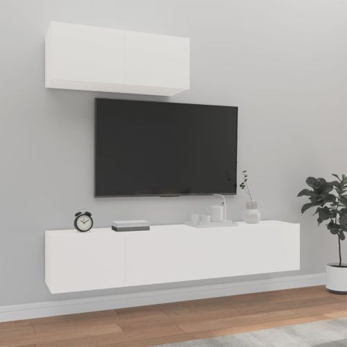 Ensemble De Meubles TV 3 Pièces Blanc Bois D'ingénierie