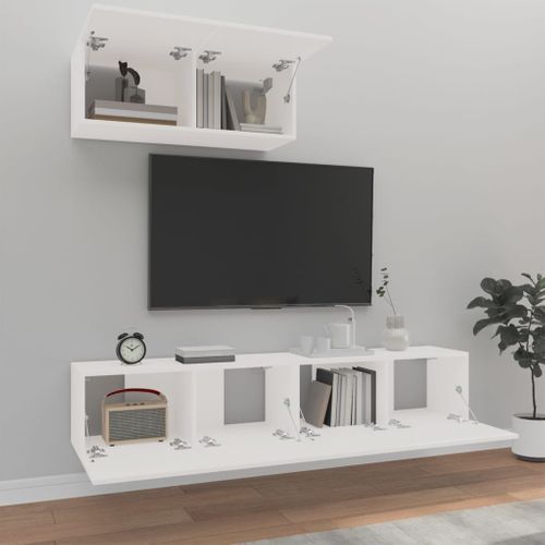 Ensemble De Meubles TV 3 Pièces Blanc Bois D'ingénierie