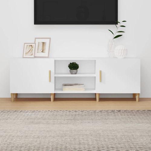 Meuble TV Blanc 150x30x50 Cm Bois D'ingénierie