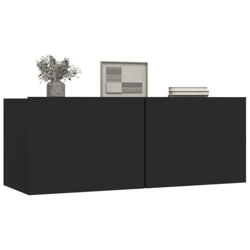 Meubles TV 2 Pièces Noir 80x30x30 Cm Bois D'ingénierie