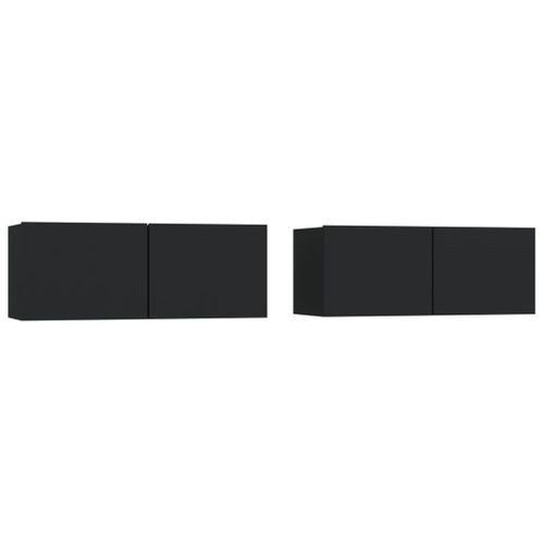 Meubles TV 2 Pièces Noir 80x30x30 Cm Bois D'ingénierie