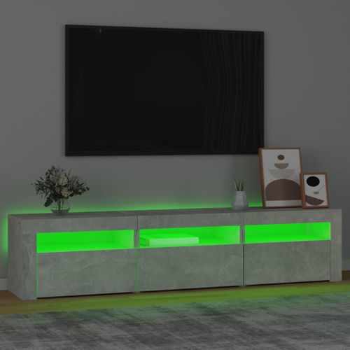 Meuble TV Avec Lumières LED Gris Béton 180x35x40 Cm