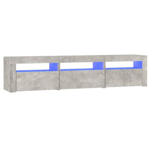 Meuble TV Avec Lumières LED Gris Béton 180x35x40 Cm