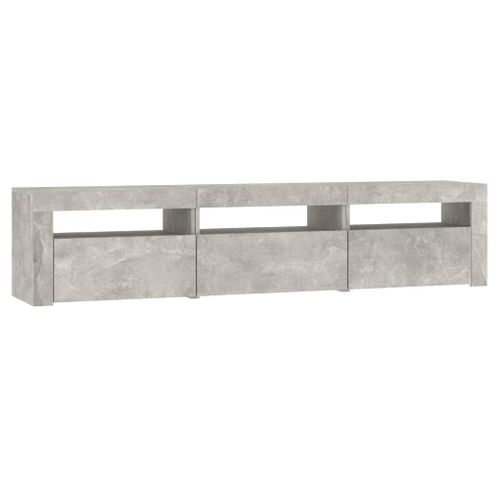 Meuble TV Avec Lumières LED Gris Béton 180x35x40 Cm