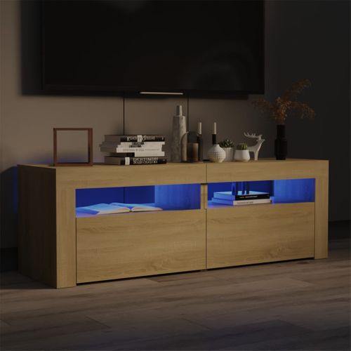 Meuble TV Avec Lumières LED Chêne Sonoma 120x35x40 Cm