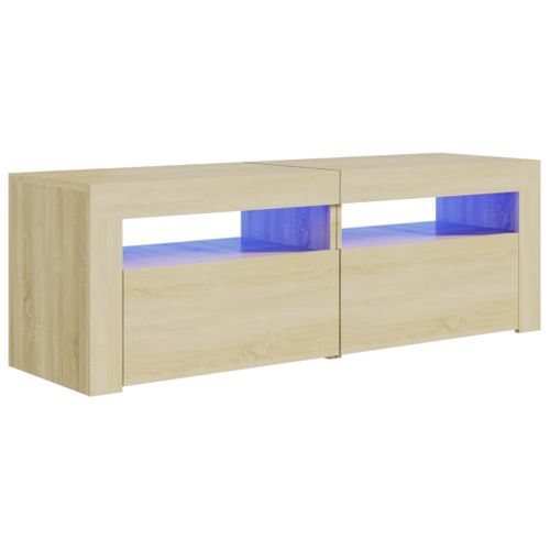 Meuble TV Avec Lumières LED Chêne Sonoma 120x35x40 Cm