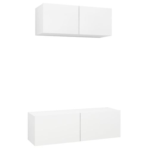 Ensemble De Meubles TV 2 Pièces Blanc Bois D'ingénierie