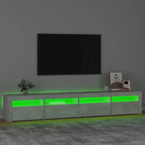 Meuble TV Avec Lumières LED Gris Béton 240x35x40 Cm