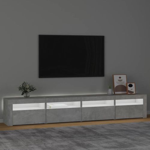Meuble TV Avec Lumières LED Gris Béton 240x35x40 Cm