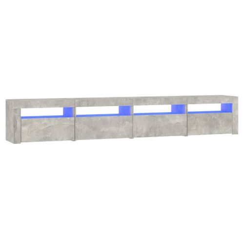 Meuble TV Avec Lumières LED Gris Béton 240x35x40 Cm