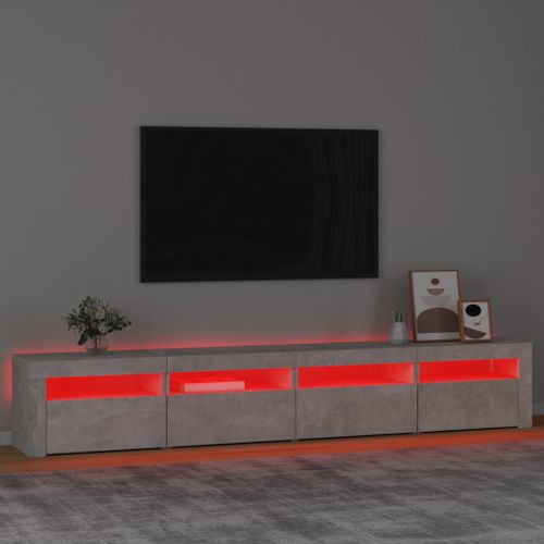 Meuble TV Avec Lumières LED Gris Béton 240x35x40 Cm