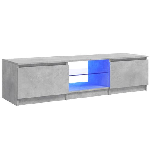 Meuble TV Avec Lumières LED Gris Béton 140x40x35,5 Cm