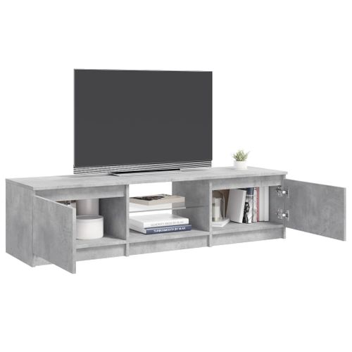 Meuble TV Avec Lumières LED Gris Béton 140x40x35,5 Cm