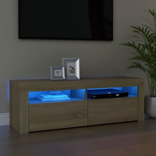 Meuble TV Avec Lumières LED Chêne Sonoma 120x35x40 Cm