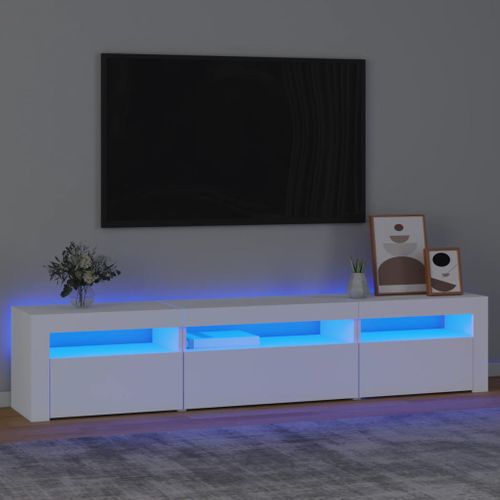 Meuble TV Avec Lumières LED Blanc 195x35x40 Cm