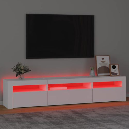 Meuble TV Avec Lumières LED Blanc 195x35x40 Cm