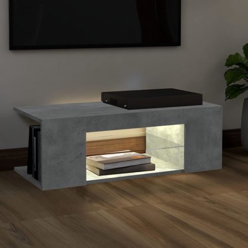 Meuble TV Avec Lumières LED Gris Béton 90x39x30 Cm