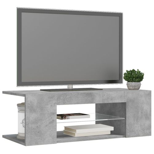 Meuble TV Avec Lumières LED Gris Béton 90x39x30 Cm