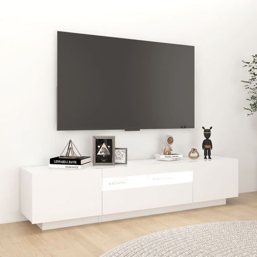 Meuble TV Avec Lumières LED Blanc 180x35x40 Cm