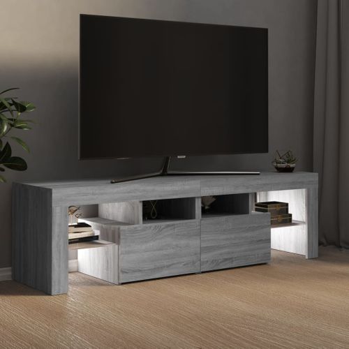 Meuble TV Avec Lumières LED Sonoma Gris 140x36,5x40 Cm