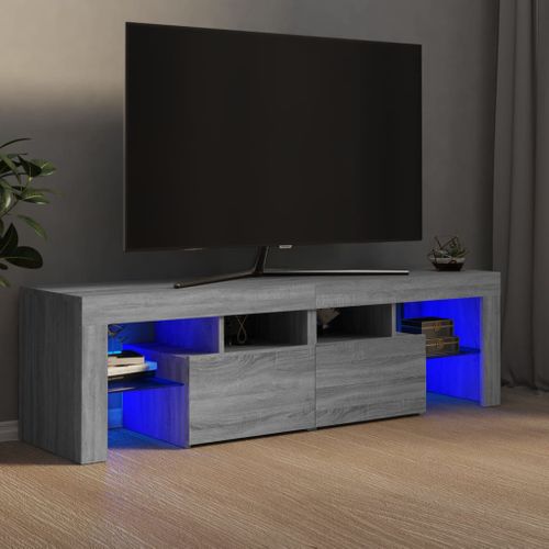 Meuble TV Avec Lumières LED Sonoma Gris 140x36,5x40 Cm