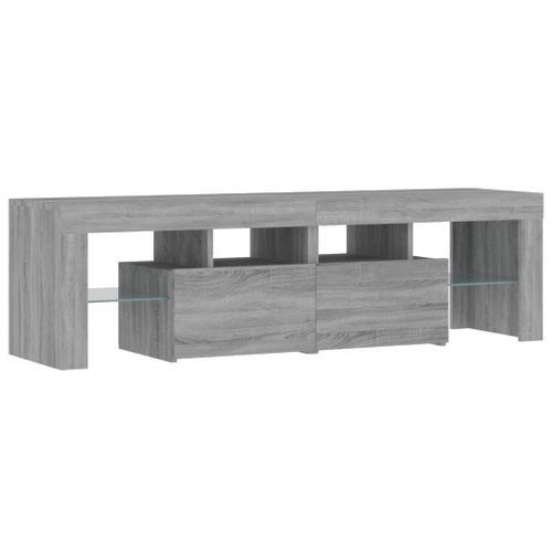 Meuble TV Avec Lumières LED Sonoma Gris 140x36,5x40 Cm